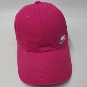 Women Nike Hat Strapback (Fits Small) Pink White S1ZE Heritage86 Swoosh Logo